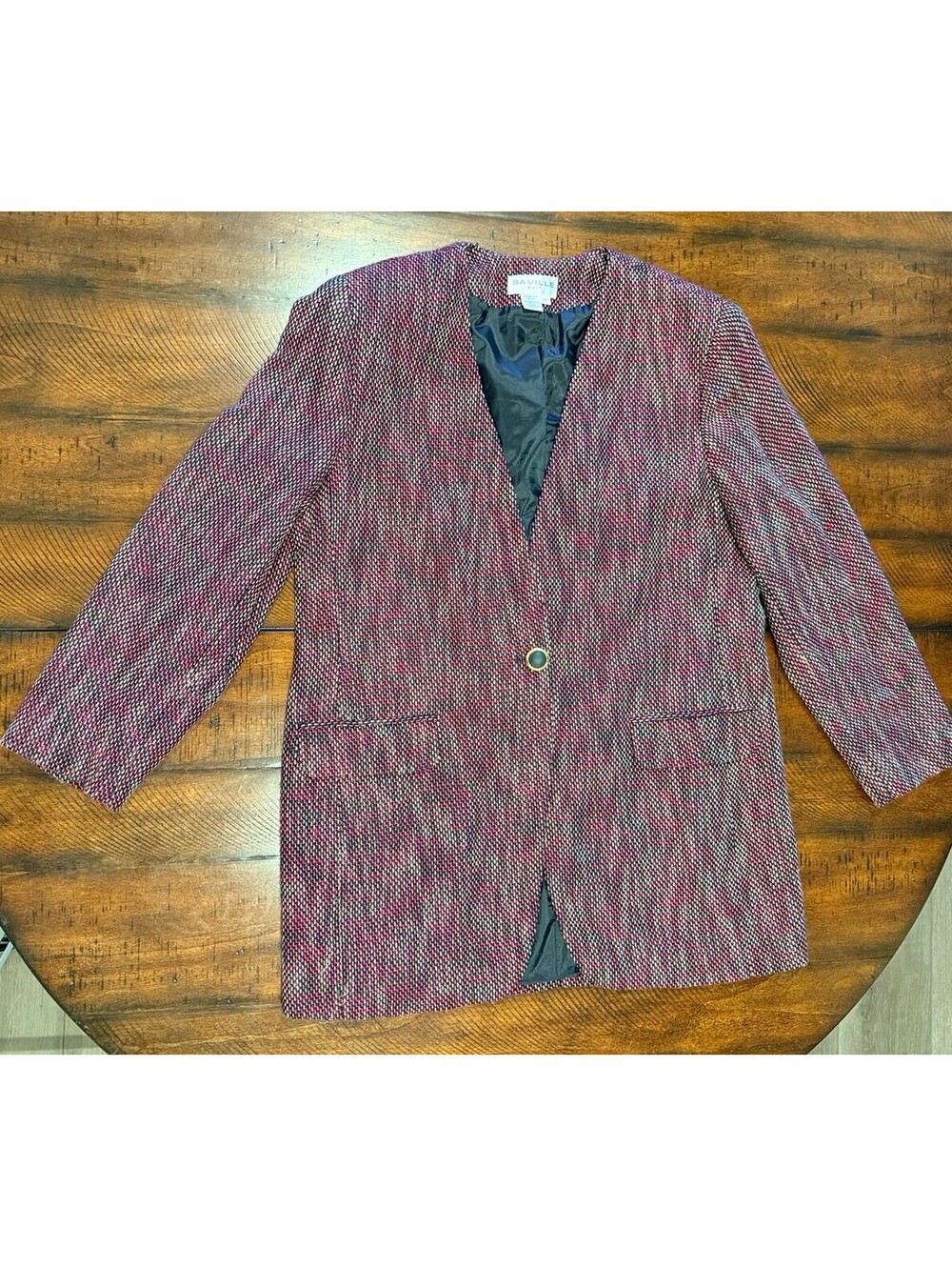 Vintage Saville Women's Suit Blazer, Red/Black/White Tweed, Size 14 (large)